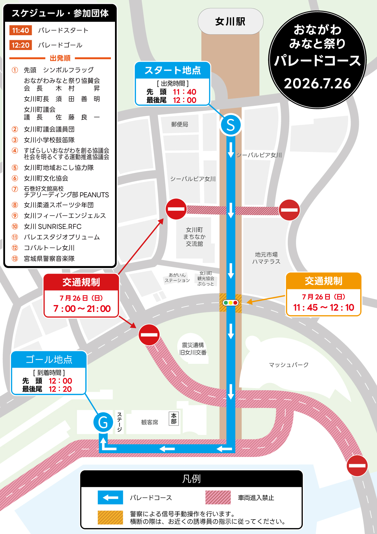 2025おながわみなと祭りパレードマップ
